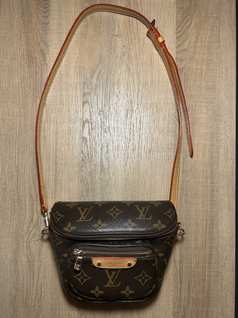 Louis Vuitton Brown Monogram Crossbody Belt Bag with Tan Strap